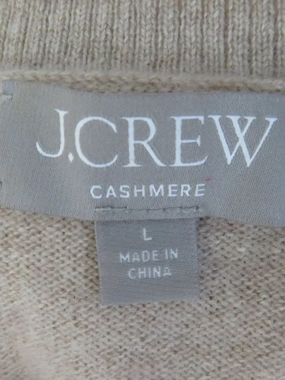 J Crew size Large 100% Cashmere Short Sleeve T Shirt Tee Beige Top